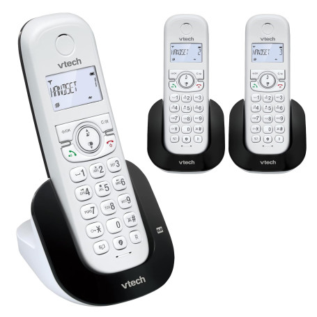 VTech Téléphone sans Fil DECT à 3 combinés, à Double Charge avec répondeur, Blocage d'appel, Identification de l'appelant/Appel 