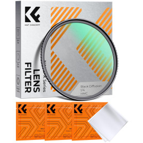 K&F CONCEPT Filtre Black Diffusion 1/4 52mm et 3 Chiffons de Nettoyage Emballés sous Vide Black-Mist Filtre Effet Cinématique po