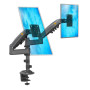 Support bureautique avec Ressort à gaz pour Deux écrans LCD 17″ – 27″ (43 cm – 69 cm de Diagonale) et Jusqu’à 9 kg chacun