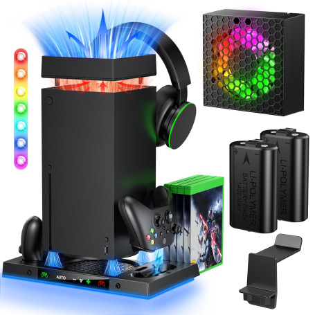 Support de charge avec accessoires de ventilateur de refroidissement intelligent AI pour Xbox Series X avec haute puissance, dou