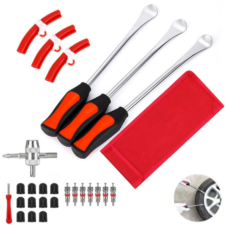 Intckwan DéMonte Pneus Moto Manuels, 3 Levier VéLo de 11,5 Pouces, Outil de Montage de Pneus avec 3 Protections de Jantes, pour 