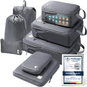 Cubes de compression de voyage : lot de 8 organiseurs de compression résistants à l'eau, accessoires de voyage pour bagages à ma