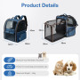 Lekespring Sac Transport Chat avec 4 Entrées, Sac Transport Chien Respirant - Sac a Dos Chat avec Harnais Intérieur - Sac a Dos 
