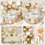 Decoration Anniversaire Fille Femme, Ballons Anniversaire Beige Or avec Banderole Happy Birthday, Ballons en Aluminium Coeur, Po