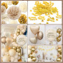 Decoration Anniversaire Fille Femme, Ballons Anniversaire Beige Or avec Banderole Happy Birthday, Ballons en Aluminium Coeur, Po