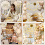 Decoration Anniversaire Fille Femme, Ballons Anniversaire Beige Or avec Banderole Happy Birthday, Ballons en Aluminium Coeur, Po