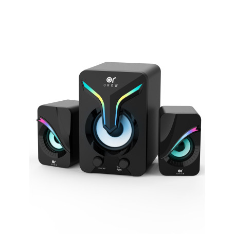 OROW Enceinte PC,2.1 Haut Parleur 11W Caisson de Basse, Enceintes Stéréo, Alimentation USB, Aux Jack 3.5 mm,Haut-Parleur pour PC