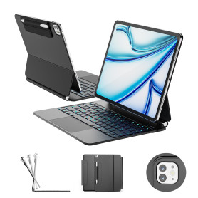 RAYMCRAFT Clavier pour iPad Air 13 Pouces (M4/M3/M2, 2026/2025/2024), Clavier Magic Keyboard pour iPad Pro 12,9 Pouces (6/5/4/3 