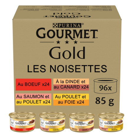 GOURMET GOLD Noisettes pour Chats - 96 Sachets de 85g
