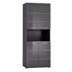 Armoire Haute de Salle de Bain Amanda en Gris Agave Brillant