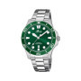 Montre Analogique Lotus avec Cadran Vert et Bracelet Argent