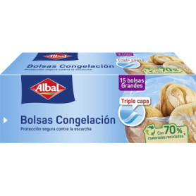 Albal Sacs Congélation Grand Modèle - Lot de 2 Boîtes de 15 Sacs