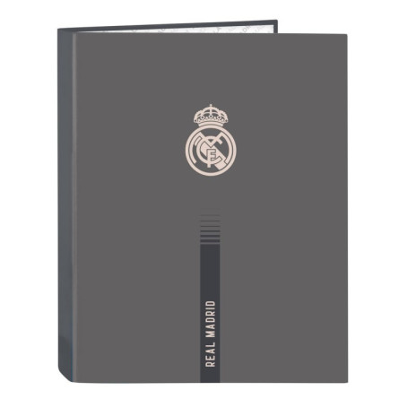 Classeur Safta Real Madrid 3ème Équipe 24/25 - 4 Anneaux, Gris, 26,5 x 33 cm