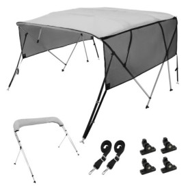 Bimini VEVOR pour Bateau avec Parois Latérales Amovibles - Protection Solaire 243x137x216-228 cm
