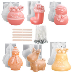 Treedix Lot de 6 Moules en Silicone 3D pour Bougies de Noël