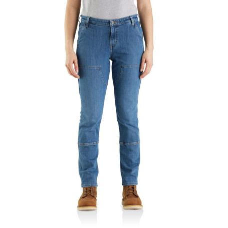 Jean Droit Femme Carhartt Double Front en Tilleul