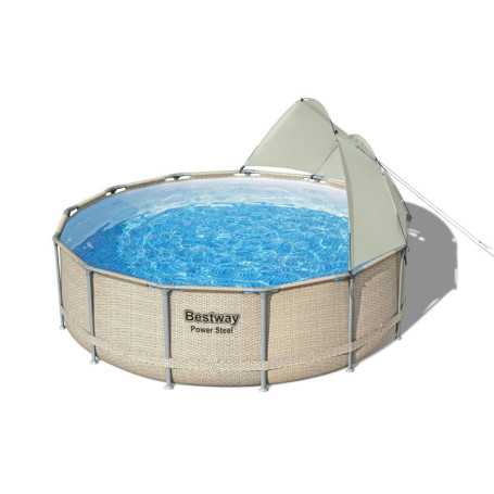 Piscine Hors Sol Ronde Beige Bestway Power Steel™ 396 cm avec Accessoires