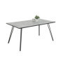 Table à Manger Oksana en Mélamine Aspect Béton avec Piètement Métallique Noir
