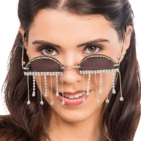 Lunettes de soleil Chaks avec strass et pendentifs - Style vintage pour festivals