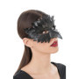 Masque de Corbeau en Similicuir avec Plumes - Accessoire Halloween et Carnaval