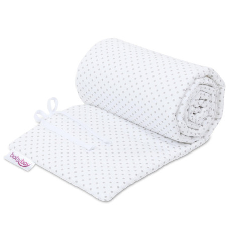 Tour de Lit Piqué Babybay pour Boxspring XXL - Pois Blancs Gris Perle
