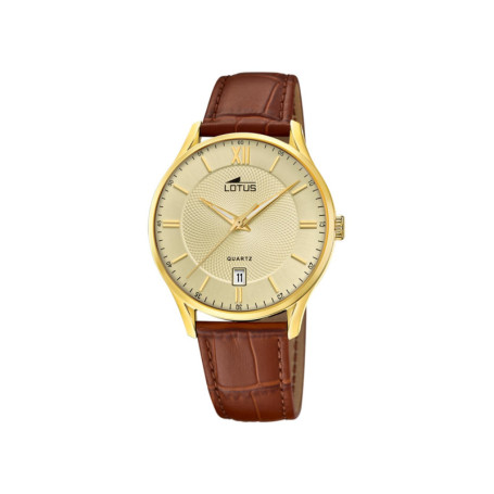 Montre Lotus Homme 18403/G en Acier Doré et Cuir Marron