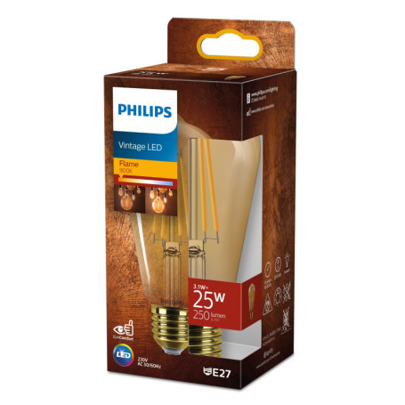 Ampoule LED Vintage Ambrée Philips E27 25W - Blanc Chaud 1800K