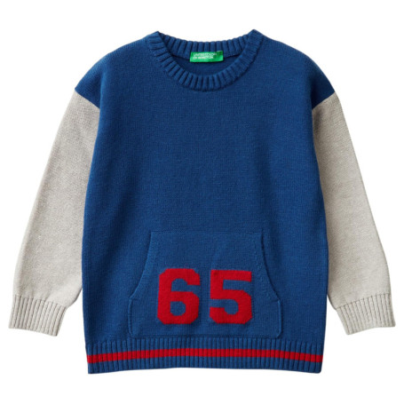 Pull-over en laine mélangée United Colors of Benetton - Bleu