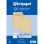 Lot de 50 enveloppes kraft Unipapel avec fermeture autocollante - 184 x 261 mm