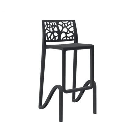 Tabouret Haut Empilable Zefiro Noir - Mobilier de Jardin Élégant