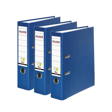Lot de 3 classeurs en plastique bleu FALKEN - Format A4, 8 cm, Végan