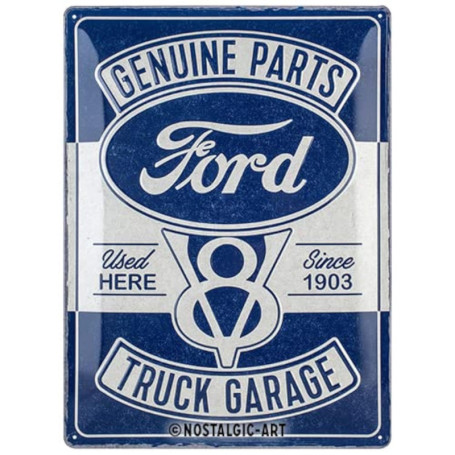 Plaque Rétro Ford V8 Truck Garage en Métal - Décoration Vintage 30x40 cm