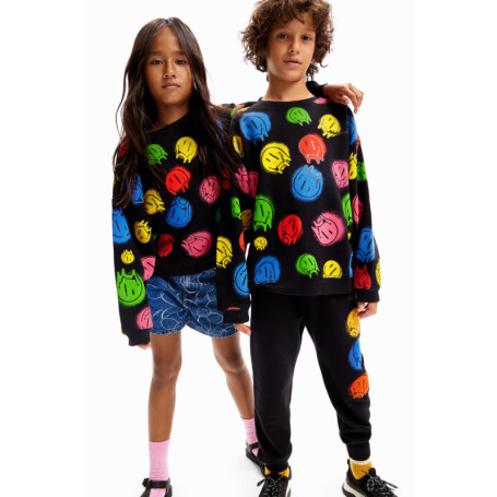 Pull-Over Enfant Desigual Sweat Smile Colours Noir