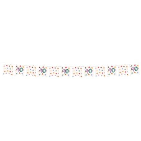 Guirlande de Drapeaux Multicolores 40 Ans - Décoration Festive Starburst 6m