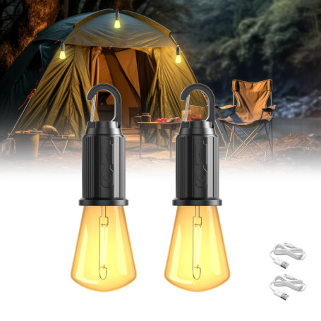 Lampe de Camping LED BrightWish - Rechargeable et Portable, 3 Modes de Luminosité
