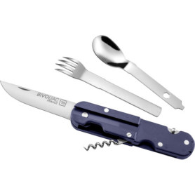 Couteaux BIVOUAC en Acier Inoxydable - Kit de Couverts Pliables Bleu