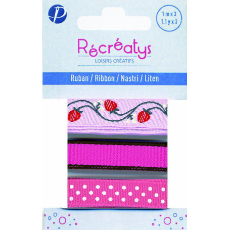 Rubans Assortis en Coton Rose Fuchsia - 1 m - Récréatys