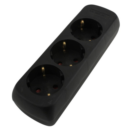Multiprise 3 Prises Sans Câble Noir - Unitec