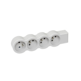 Multiprise Extra-Plate Legrand - 4 Prises avec Terre, Blanc et Gris Clair