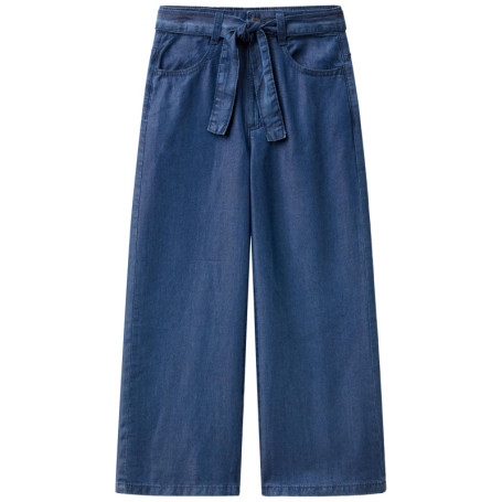 Pantalon Wide Fit en Tencel pour Filles - Bleu United Colors of Benetton