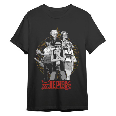 T-shirt Comic Studio One Piece - Monkey D. Ruffy et amis - Noir Unisexe