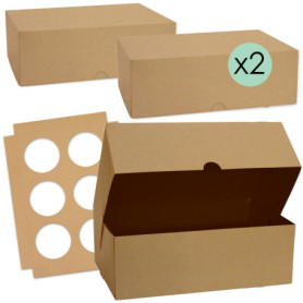 Lot de 2 Boîtes à Cupcakes en Carton Kraft - Transportez vos Délices