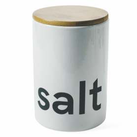 Pot à Sel en Céramique avec Couvercle en Bambou - 750 ml