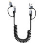 Câble Spirale Miger 4 en 1 USB C et Lightning pour Voiture - Charge Rapide 60W