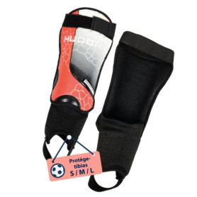Protège-Tibias HUDORA avec Protection de Cheville - Confort et Sécurité en Football - Taille L Rouge