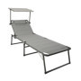 Chaise Longue XXL en Aluminium avec Pare-Soleil - Gris Clair