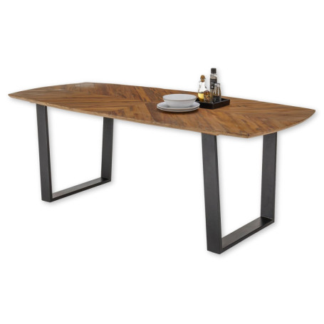 Table à Manger en Bois Massif avec Motif à Chevrons - Stella Trading Zac