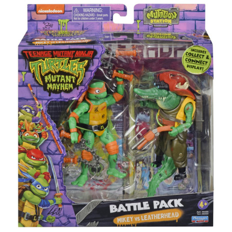 Figurines Tortues Ninja Michelangelo et Leatherhead - Pack de Combat