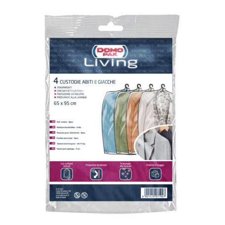 Set de 4 Housses de Vêtements Transparentes Domopak Living