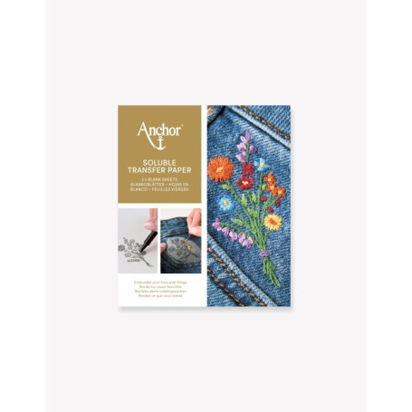 Papier Transfert Soluble A5 - 2 Feuilles Hydrosolubles pour Broderie et Loisirs Créatifs